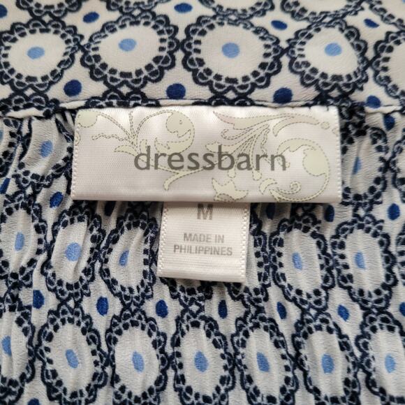 Dress barn medium blue/white short sleeve blouse - Picture 4 of 4